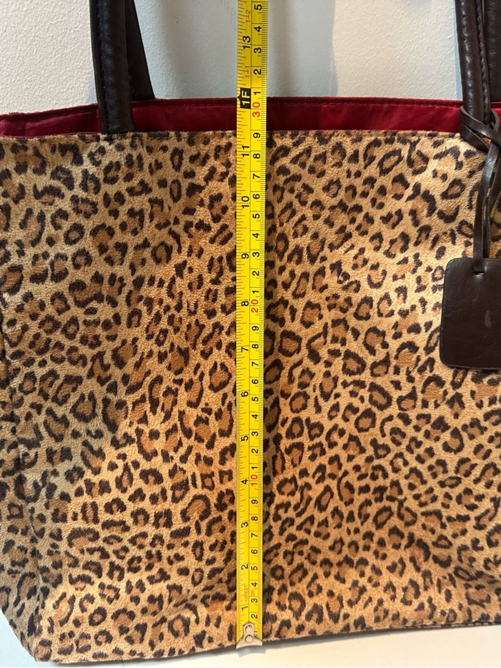 Neiman Marcus Leopard Print Tote Bag with Dark Brown Handles and leather tag - Picture 10 of 11